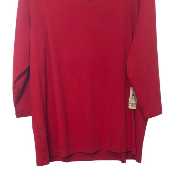 St. Johns Bay Essential Tee Tshirt Womens 3X Red Vneck Long Sleeve - Picture 4 of 7